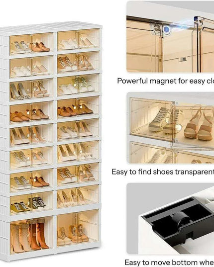 Elegant 9-Tier Shoe Organizer with Clear Front Doors: Stylish Space Saver