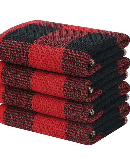 Elegant Cotton Waffle Weave Kitchen Towel and Scrubbing Pad Collection