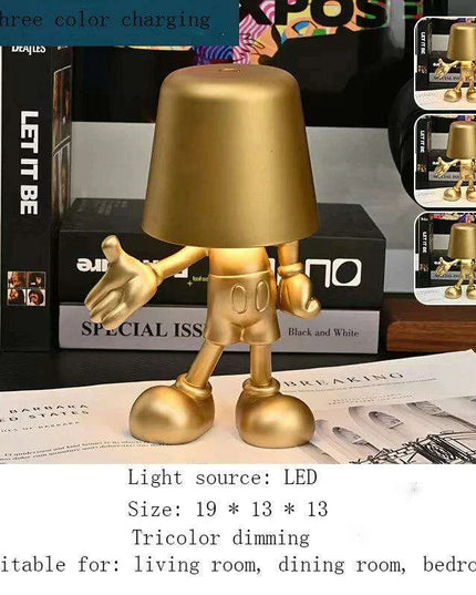 Illuminating Elegance: Golden Charging Desk Lamp with Italian Resin Accent