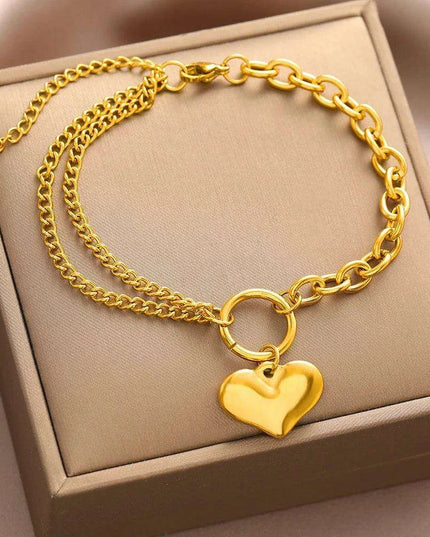 Baroque Gothic Heart Stainless Steel Couple Bracelets - Timeless Love Tokens for Him and Her