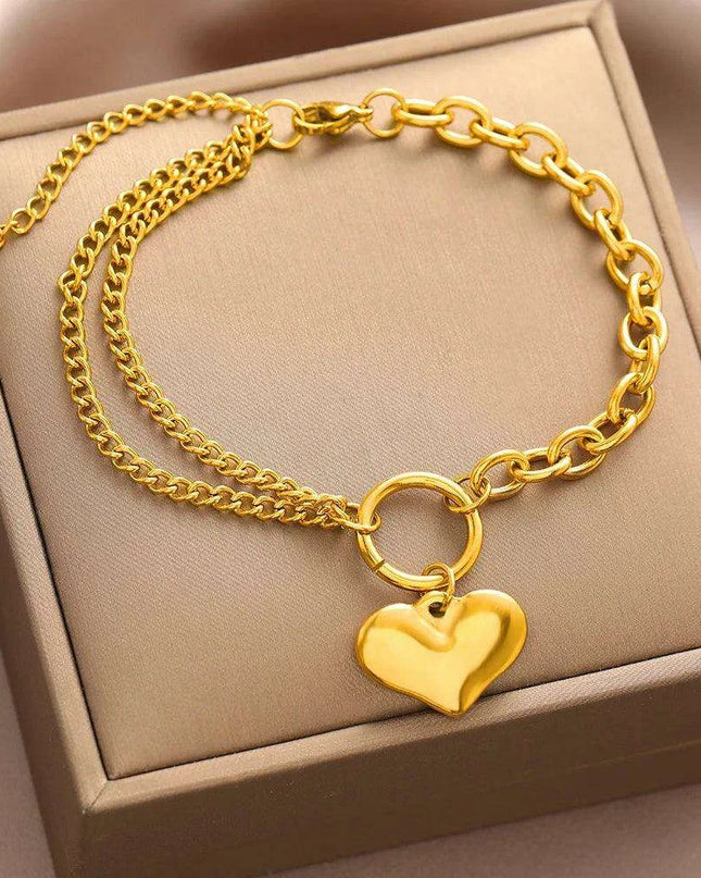 Baroque Gothic Heart Stainless Steel Couple Bracelets - Timeless Love Tokens for Him and Her