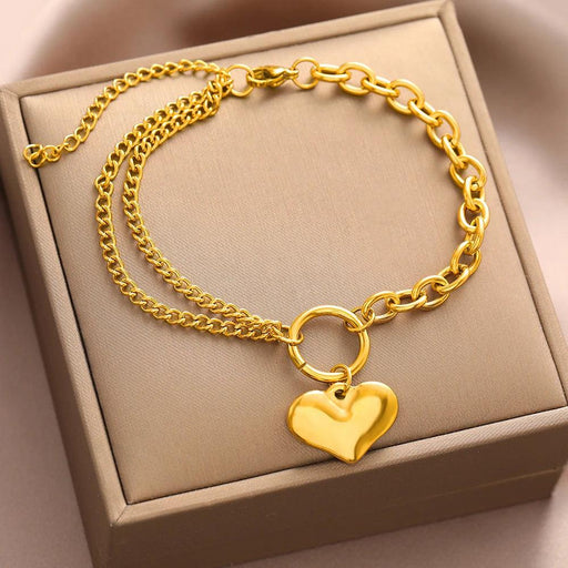 Baroque Gothic Heart Stainless Steel Couple Bracelets - Timeless Love Tokens for Him and Her