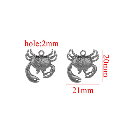 5PCS Stainless Steel Lobster Charms Mermaid Crab Connectors Gold-Plate