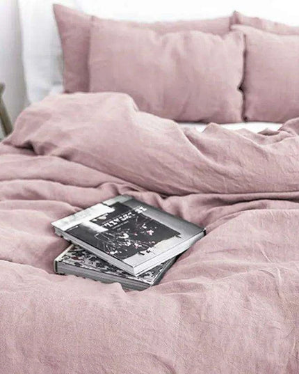 Luxurious French Linen Bedding Set - Enzyme Washed Four-Piece Collection