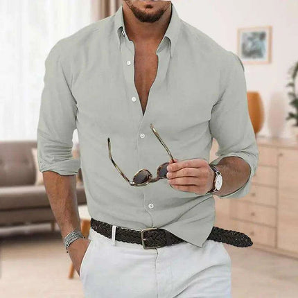 Men's Elegant Lightweight Linen Shirt – Essential Long Sleeve for Summer Beach Style