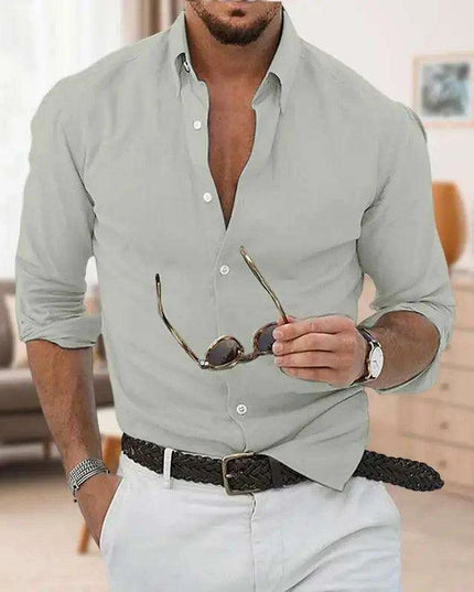 Men's Elegant Lightweight Linen Shirt – Essential Long Sleeve for Summer Beach Style