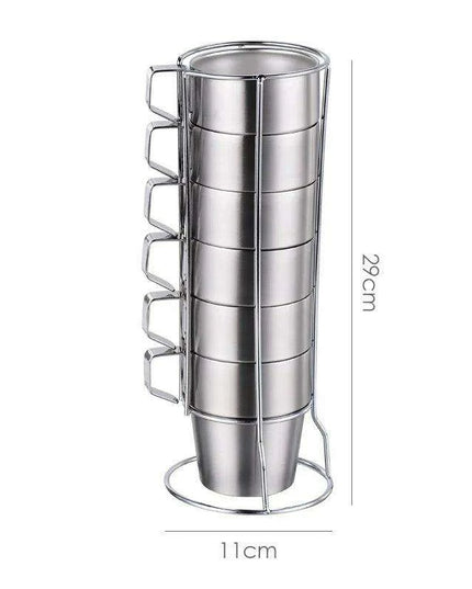 Elegant 6-Piece Set of Insulated Stainless Steel Tea Mugs for Home and Social Gatherings