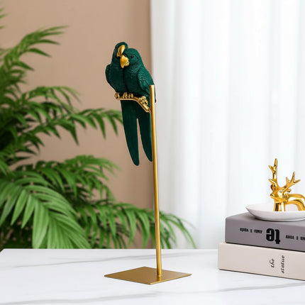 Handmade Couple Parrot Resin Ornament — Love Birds Desk Decor & Gift