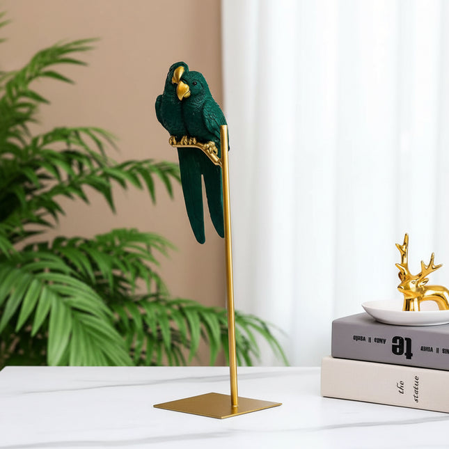 Handmade Couple Parrot Resin Ornament — Love Birds Desk Decor & Gift