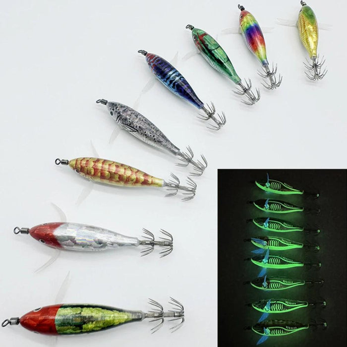 Nightshine Squid Jigging Shrimp Lure: 5.5g Glow Egi Bait for Night Fishing Success