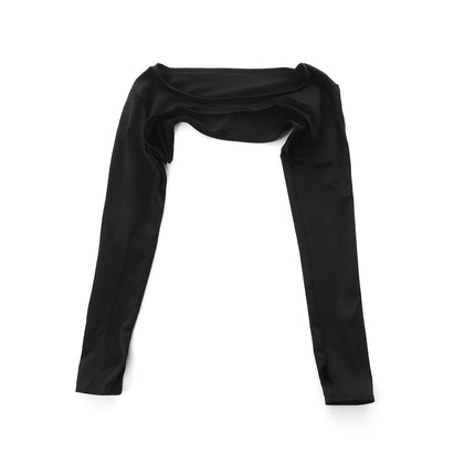 Ice Silk Long Sleeve Muscle Crop Top — Pull Over & Open Front