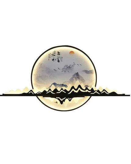 Sophisticated Circular LED Wall Art Light - Enrich Your Space with Traditional Chinese Landscape Aesthetics