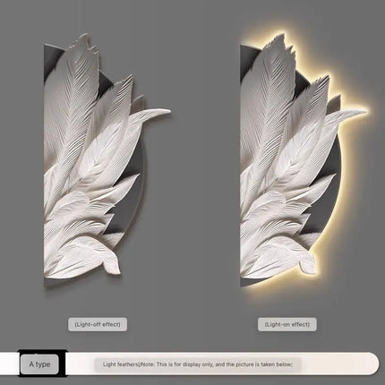 Modern Feather LED Wall Lamp – Mural Sconce for Living Room & Hallway