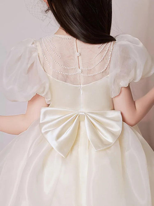 Charming Girls' Princess Ball Gown with Elegant Beading and Bow for Birthday Parties and Performances