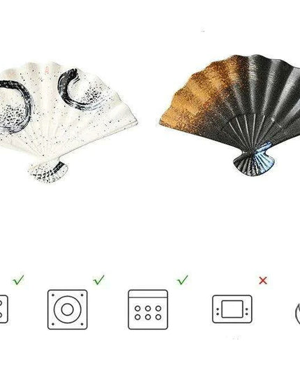 Elegant Handcrafted Fan-Shaped Ceramic Dining Plate