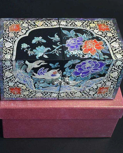 Luxurious Mother of Pearl Jewelry Organizer Box with Dual Drawers for Accessories