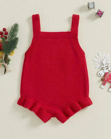 Newborn Baby Girl Ruffle Sleeve Knit Bodysuit with Letter Print for 0-18 Months