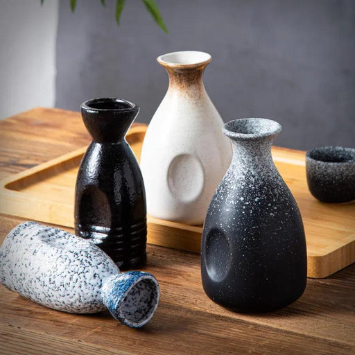 Japanese Ceramic Sake Serving Set with Elegant Cups