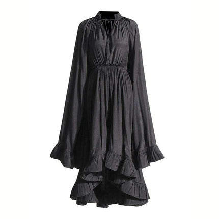 Stylish High Waist Patchwork A-Line Dress for Women - Chic V-Neck, Sleeveless, and Unique Irregular Hem