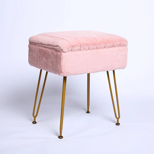 Modern Velvet Storage Vanity Stool Ottoman