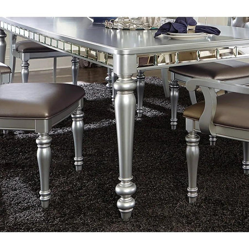 Luxury Silver Dining Room Furniture Set with Crystal Button Tufted Chairs