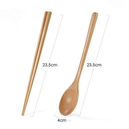 Elegant Japanese Wooden Sushi Cutlery Set with Reusable Chopsticks and Spoon