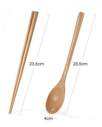 Elegant Japanese Wooden Sushi Cutlery Set with Reusable Chopsticks and Spoon