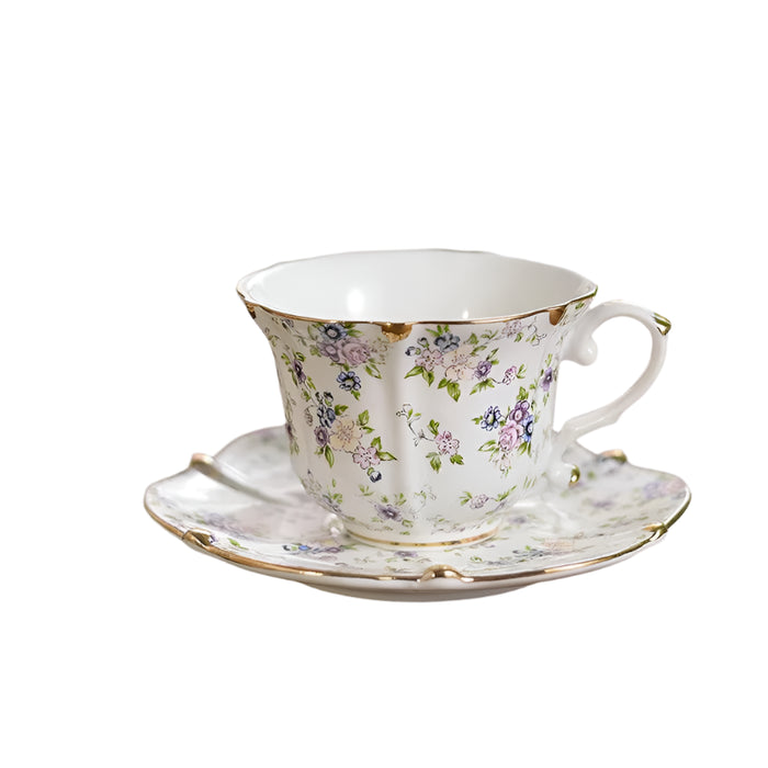 Timeless Vintage Charm: 200ml Elegant Ceramic Coffee Cup & Saucer Set for Sophisticated Tea Moments