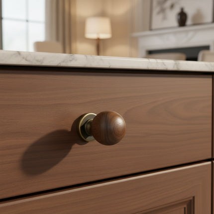Classic Elegant Brass and Wooden Cabinet Wardrobe Door Handle Ancient