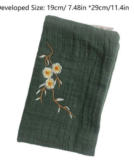 Elegant Japanese Matcha Tea Towel Set with Bamboo Whisk and Floral Design