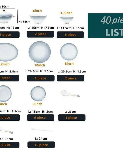 Elegant 62/40-Piece Bone China Dining Set with Authentic Chopsticks for an Exquisite Dining Experience