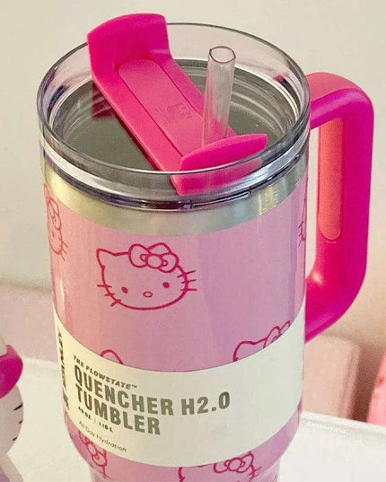 Hello Kitty 40Oz Insulated Stainless Steel Mug with Handle and Straw