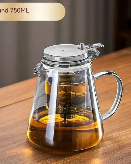 Sophisticated 750ml Glass Teapot Set with Effortless Pouring and Detachable Filter - Includes Matching Cups
