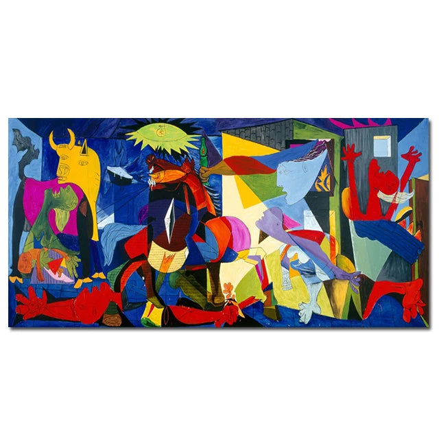 Picasso-Inspired Large Abstract Art Canvas - Vibrant Decor Piece with Waterproof Finish and Custom Sizing