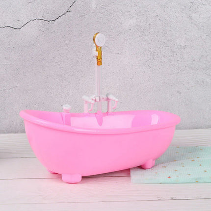 Miniature Electric Dollhouse Bathtub — 1:6 Scale Spraying Water Toy, 22.3×11.5×17.5cm
