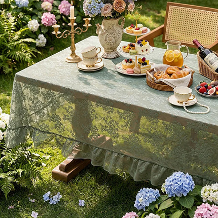 French Embroidered Lace Tablecloth – Floral Hollow Design