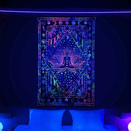 Vibrant Neon Anime Punk Tapestry - Illuminate Your Room with Fluorescent Artistry