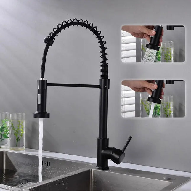 AliKopy 360° Rotating Pull-Out Kitchen Faucet - Hot & Cold Water Mixer