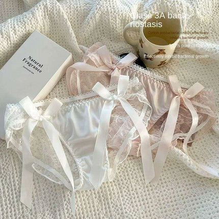 Elegant Japanese-Inspired Lace Mesh Briefs for Young Women