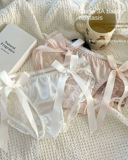 Elegant Japanese-Inspired Lace Mesh Briefs for Young Women