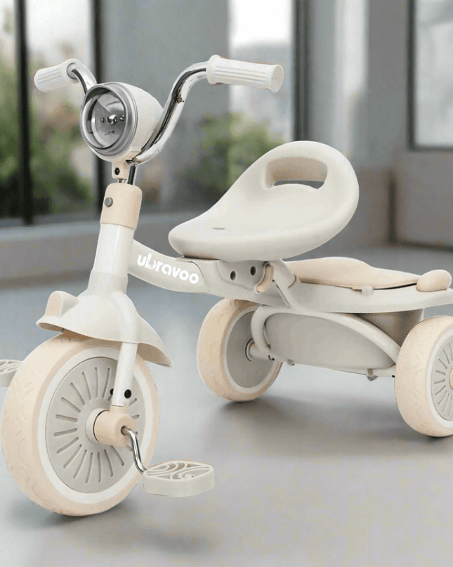 Colorful Adventure Trike: Foldable Toddler Tricycle with Adjustable Seat and Lights