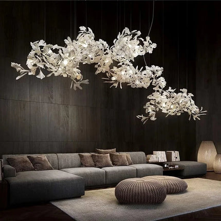 Luxury Ginkgo Leaf LED Chandelier — Nordic Pendant, Custom Sizes