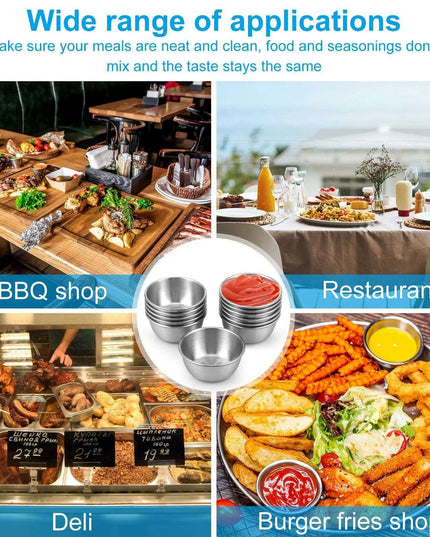 Elegant Stainless Steel Dipping Bowls Collection - 12-Piece Sophisticated Dining Essentials