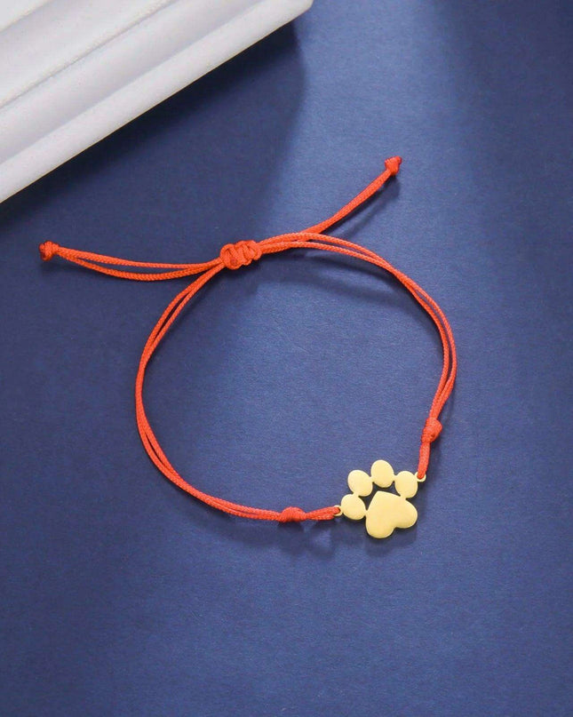 Paw Print Love Bracelet - Handcrafted Red Thread Jewelry for Pet Enthusiasts and Couples