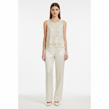 Women's Sleeveless Beaded & Sequined Blouse