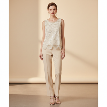 Women's Sleeveless Beaded & Sequined Blouse