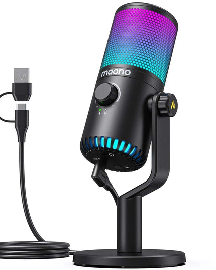 Dynamic RGB Gaming Microphone with Adjustable Sound Control for Enhanced Audio Experience