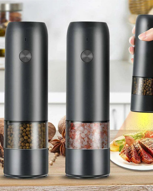 Sleek Rechargeable Electric Pepper Grinder with Adjustable Grinding Levels and Built-in LED Light