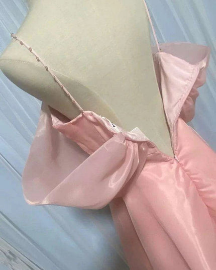 Elegant Pearl-Accented A-Line Mini Dress with Sheer Gauze Details - Women's 2024 Summer Celebration Attire