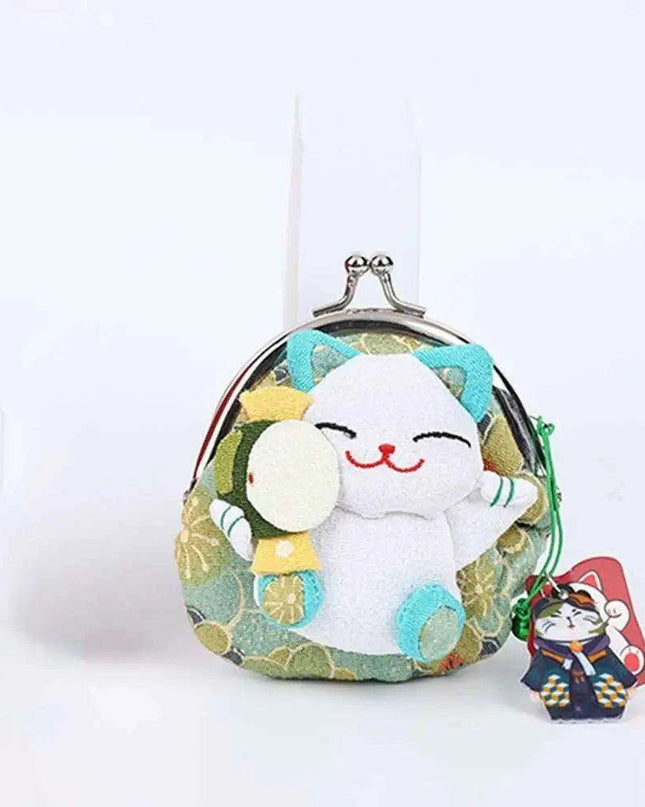 Floral Maneki Neko Wallet - A Stylish Coin Purse for Everyone